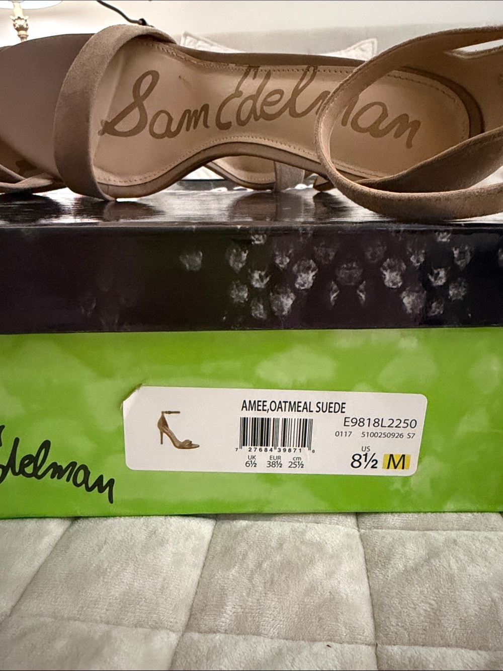 Sam Edelman Beige Suede Ankle-Strap High Heels - Picture 2 of 5